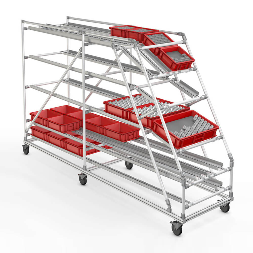 Material supply rack based on the Lean Production Building Kit System