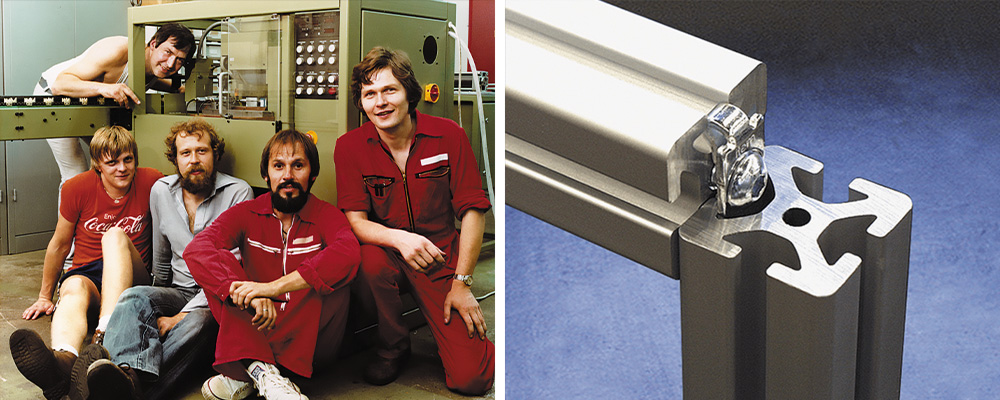 Gerrit Pies und Wolfgang Rixen in den Anfangstagen von item, erste Aluminiumprofile. 
