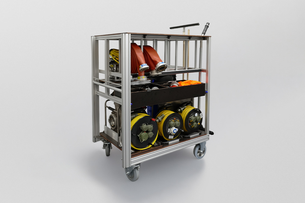 Modularer Transportwagen für die Feuerwehr aus Aluminiumprofilen