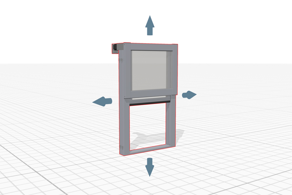 Konfigurierbare Baugruppe im item Engineeringtool: Hubtür 8 kompakt, elektrisch